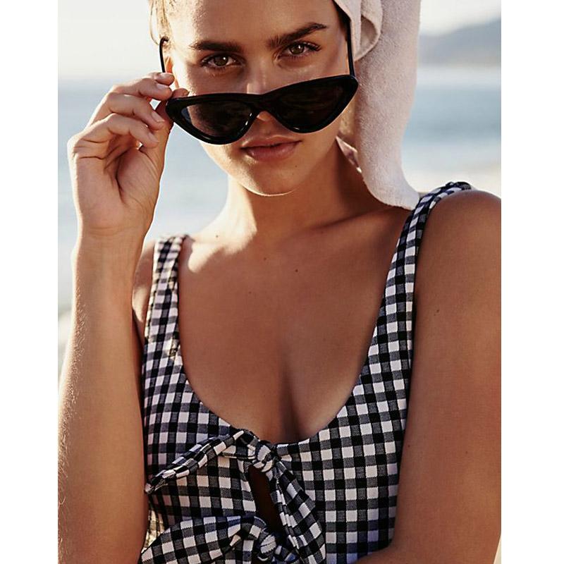 Alessia Knotted Plaid One Piece - Swimberry